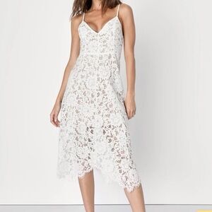Lulus One Wish White Lace Midi Dress  Size S